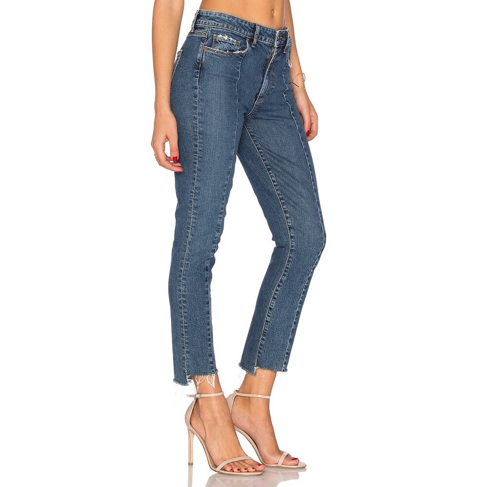 Paige Jacqueline Straight Front Seam Felice Blue Denim Jeans Women's 29 Frayed